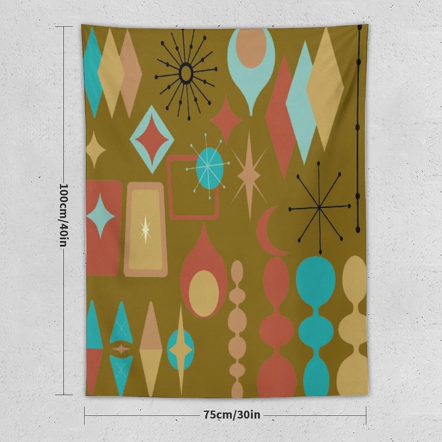 ICMOLYYENLO Boho Medieval Cat Tapestry, Abstract Atomic Starburst Geometric Aesthetic Art Wall Hanging For Bedroom Living Room Dormitory 60x80 Inches