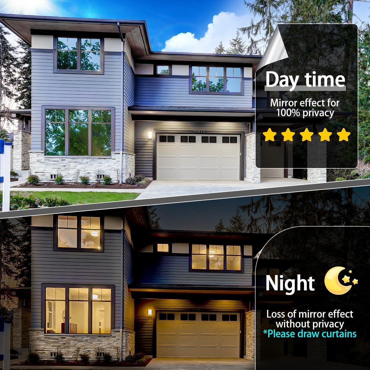 Niviy One Way Window Privacy Film Window Tint for Home See Out Not in Effect Anti UV Heat Control Glass Door Film for Home Office (Silver 35.4" x 78.7")