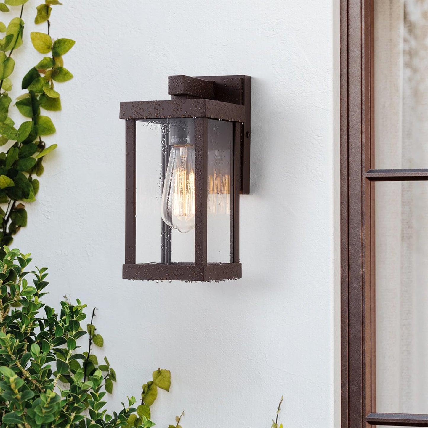 mirrea 11" Classic Outdoor Wall Sconce 1 Light in Oil Rubbed Bronze Rectangular Metal Frame and Clear Glass Shade Waterproof Porch Light Patio Light Pack of 2