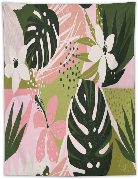 ICMOLYYENLO Tropical Green Plant Tapestry, Green Palm Leaves Natural Landscape Print Wall Tapestry for Bedroom Living Room Dormitory 40x60 Inch