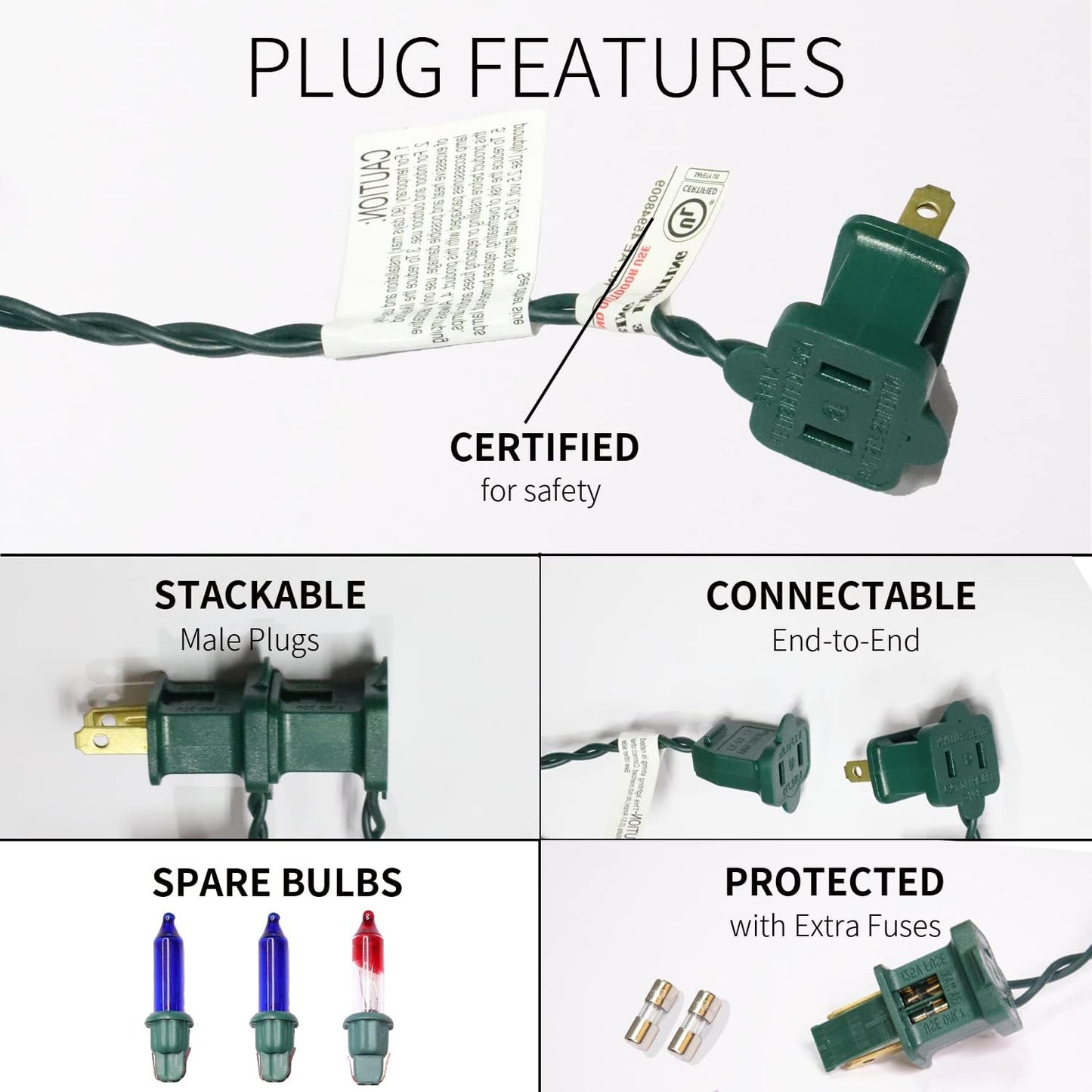 100LIGHTS BLUE Extra-Bright With End Connectors Christmas Decorative Lights 5.98m UL Certified Mini String Light Set Waterproof for Home Garden Holiday Christmas Tree Party Patio Decor Wedding