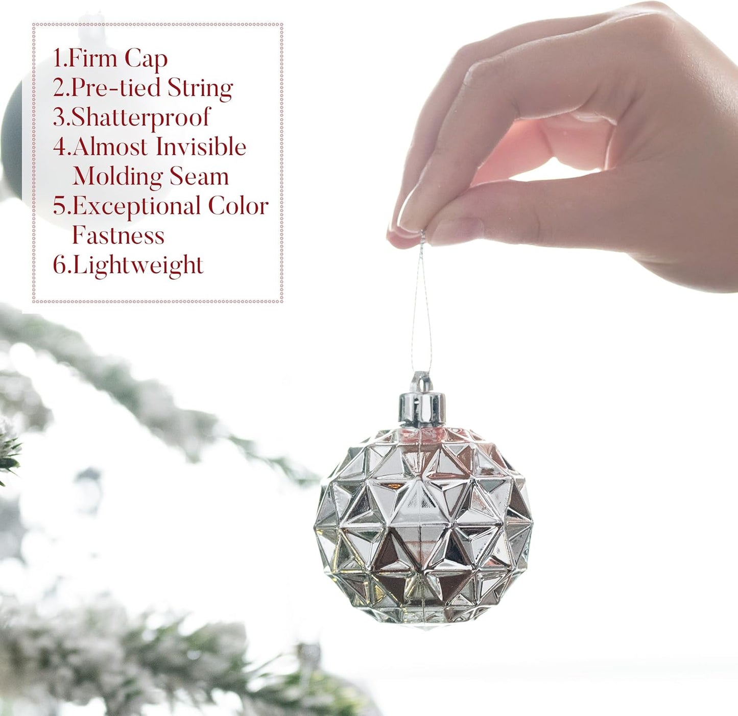 Valery Madelyn Christmas Tree Decorations Ornament Set for Fall Halloween, 50ct 2.36 Inches White and Silver Shatterproof Christmas Ball Ornaments Hanging Xmas Holiday Party Decor