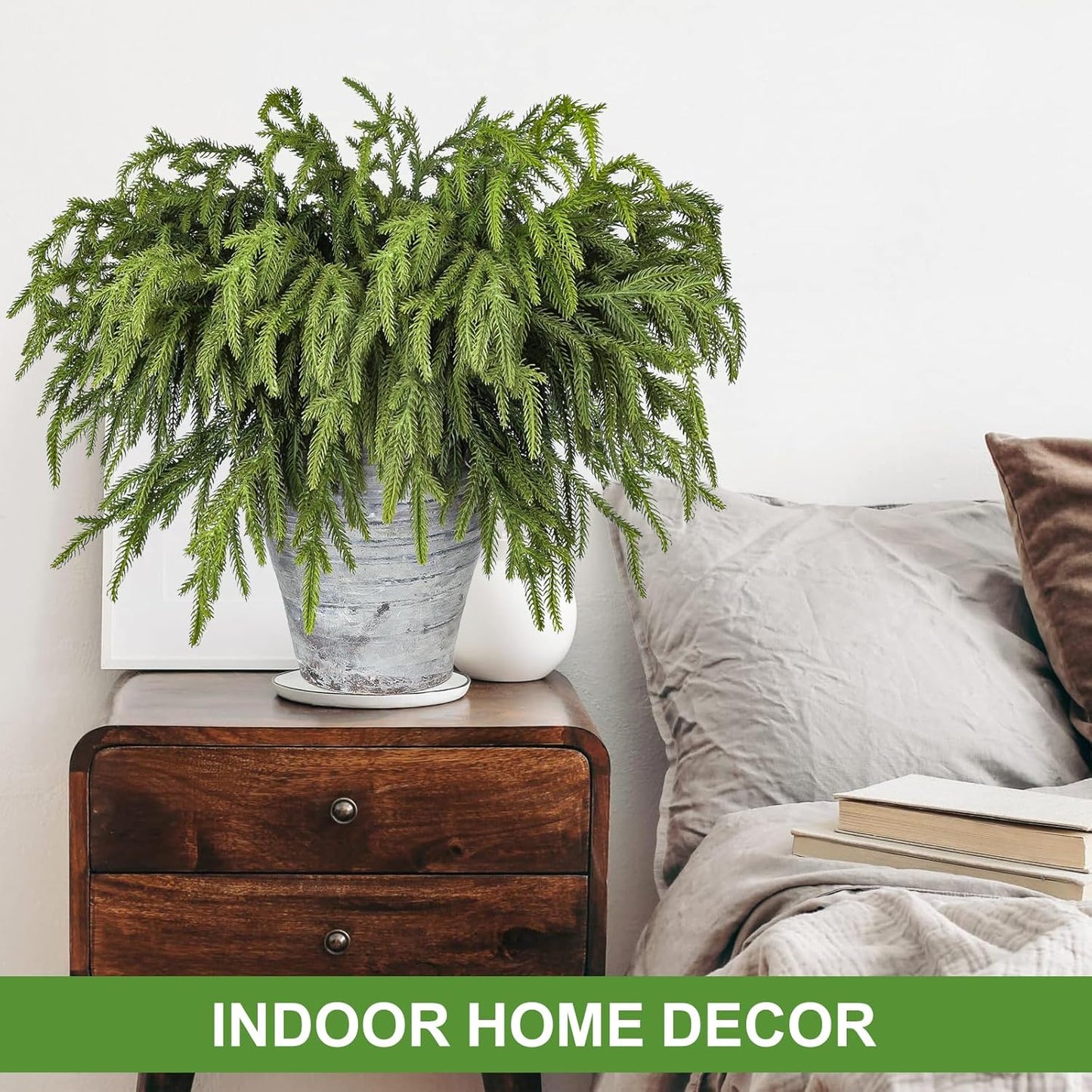 Artgar 50 Pcs Pine Branches - 18 Inch Artificial Green Pine Stem - Real Touch Pines Branches - Christmas Greenery Pines Branches for DIY Flower Arrangement Home Indoor Christmas Decor