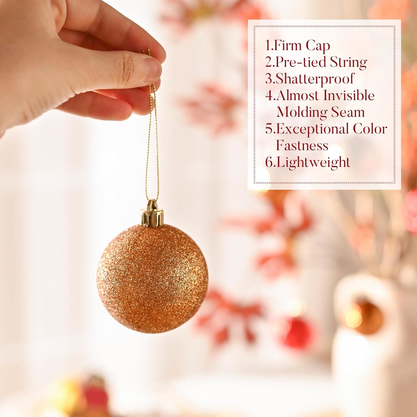 Valery Madelyn Christmas Tree Decorations Ornament Set for Fall Halloween, 50ct 2.36 Inches Red and Brown Shatterproof Christmas Ball Ornaments Hanging Xmas Holiday Party Decor