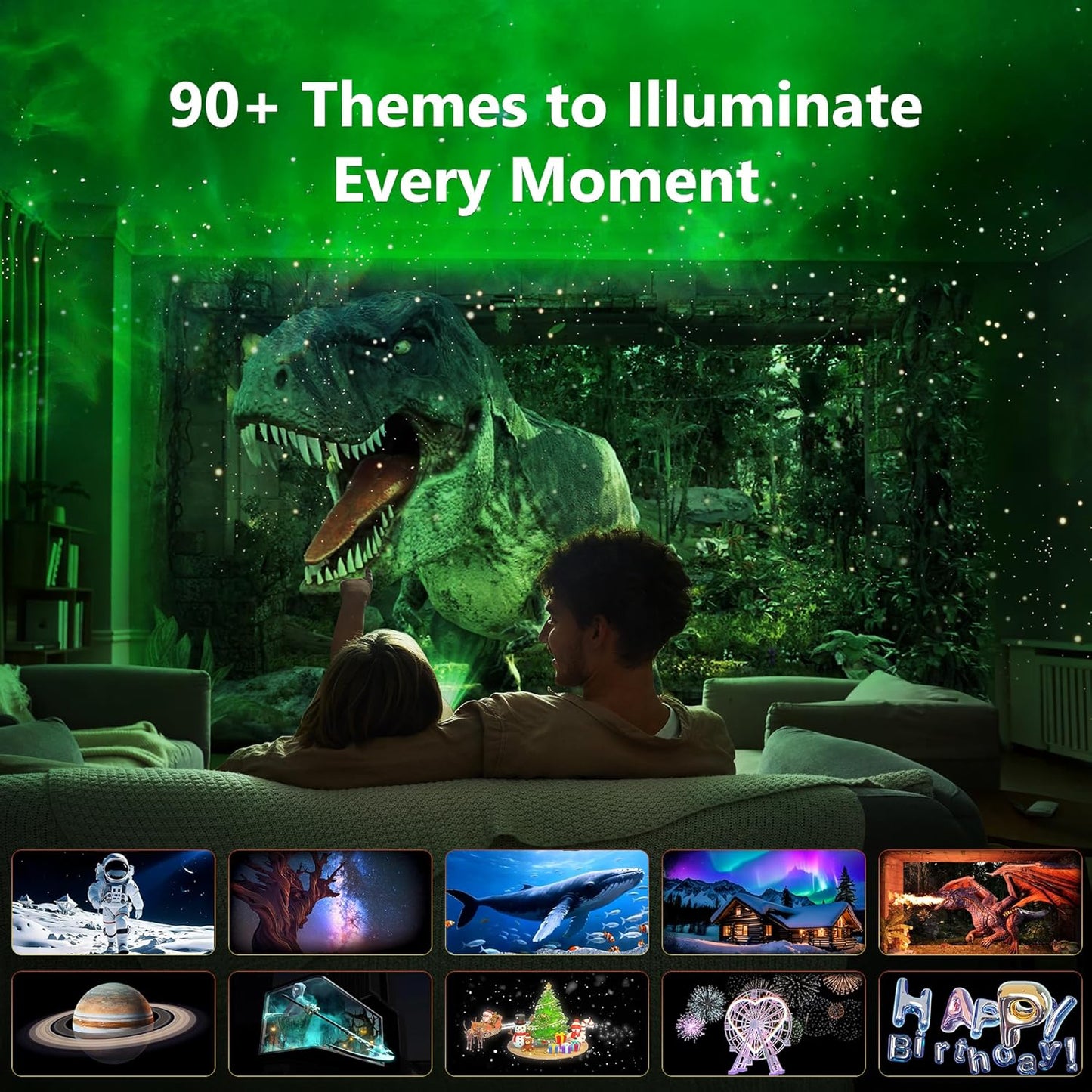 Brizled 3D Galaxy Projector, 4K Glasses-Free 3D Holographic Projector with 90+ Dynamic Themes, Star Light with Stereo Bluetooth Speaker, Remote Nebula Night Light for Room Halloween Christmas Decor