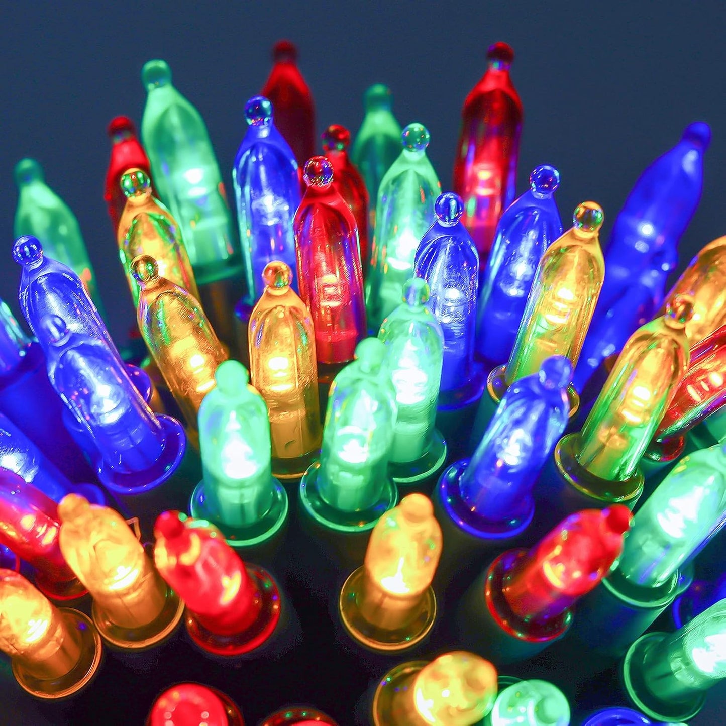 WATERGLIDE 50 LED Outdoor Christmas Lights, 16 FT Battery Operated Mini String Lights with 8 Modes & Timer, Xmas Tree Lights Waterproof for Patio Garden Party Wedding Holiday Decor, Multicolor