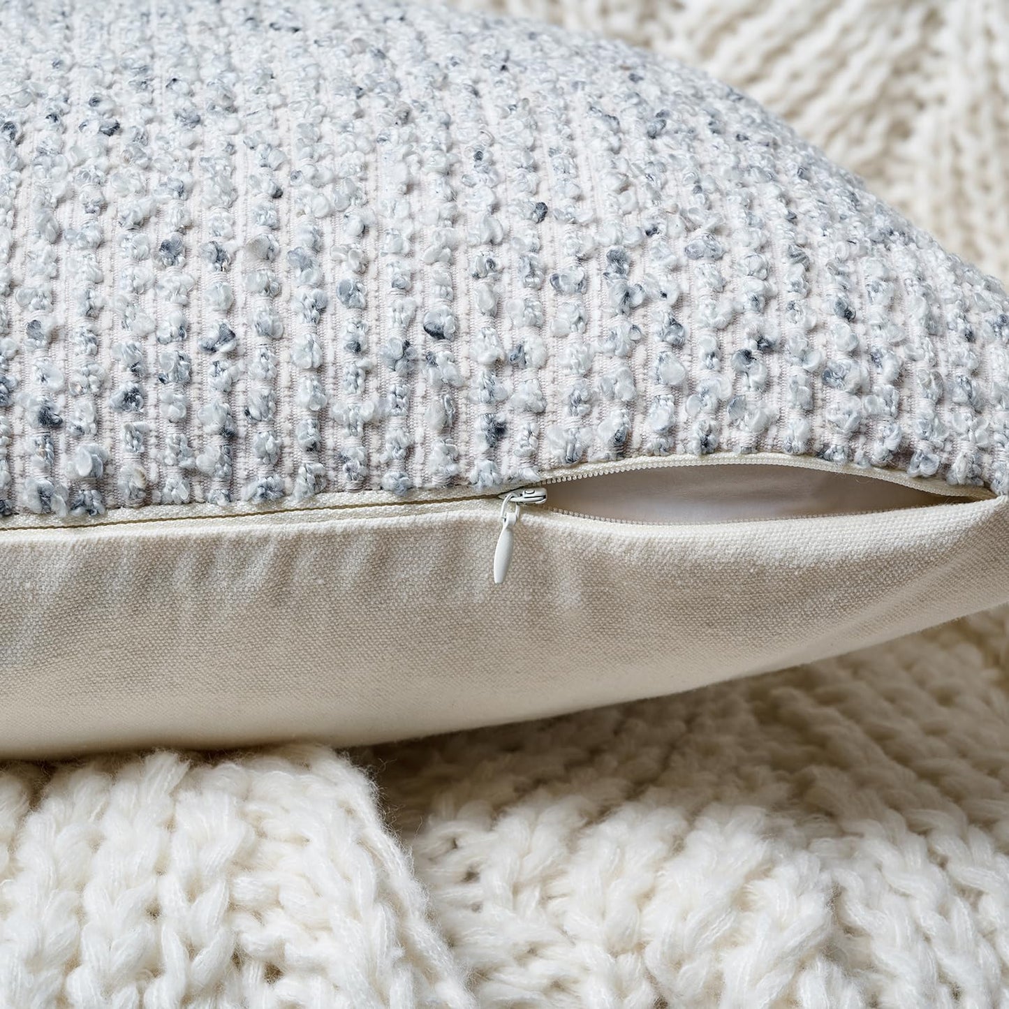 Striped Throw Pillow Covers 24x24 Set of 2 Blue Textured Boucle Chic Morden Boho Accent Farmhouse Square Decorative Couch Pillow Covers for Home Decor Bed Sofa Living Room