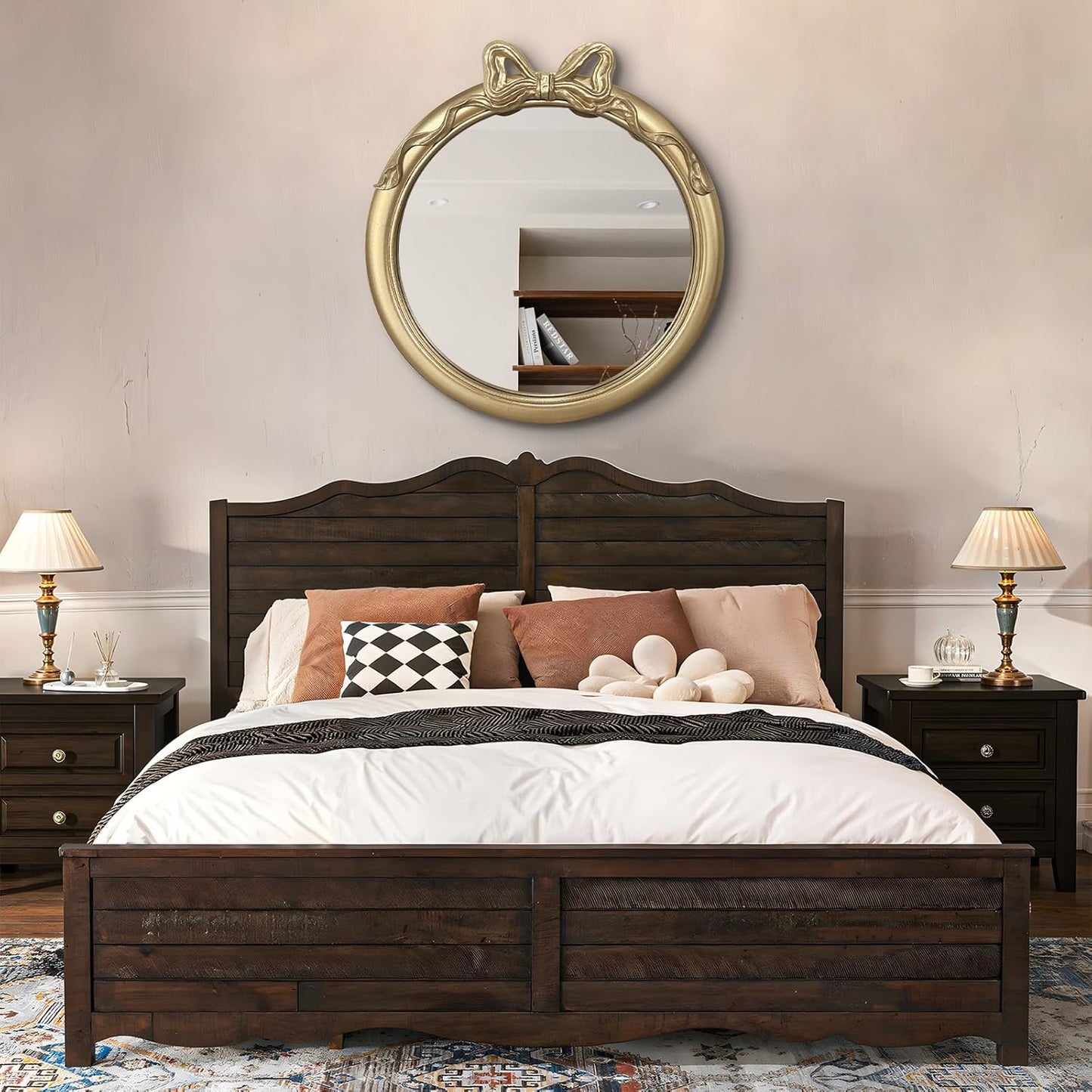 27x27 inch Bow Mirrors for Wall, Round/Circle God Decorative Wall Mounted Mirror, Irregular Mirrors Suitable for Bedroom, Hallway, Living Room Decoration, Bathroom Sink