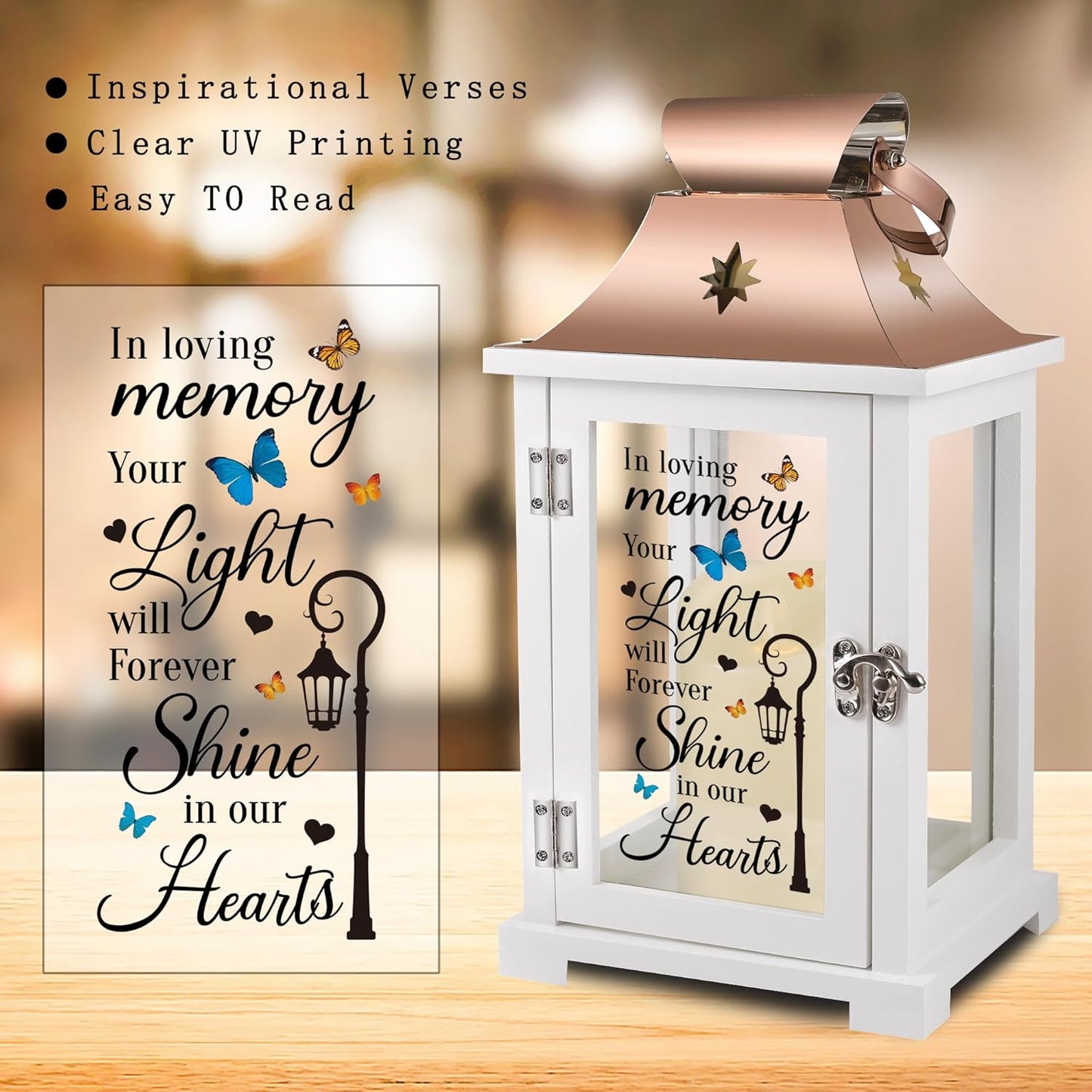 Memorial Lantern, Sympathy Gifts for Loss of Mom/Dad/Loved One, Bereavement Gifts, in Memory of Loved One Lantern,Celebration of Life, Memorial Gifts, Funeral Lantern, in Loving Memory Your Light ...