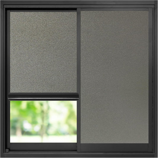 rabbitgoo Privacy Window Film, Static Cling Privacy Film for Glass Windows, Removable Grey Frosted Sun Light Blocking Coverings House Tint for Home Bathroom Garage, Taupe, 29.5 x 78.7 Inches