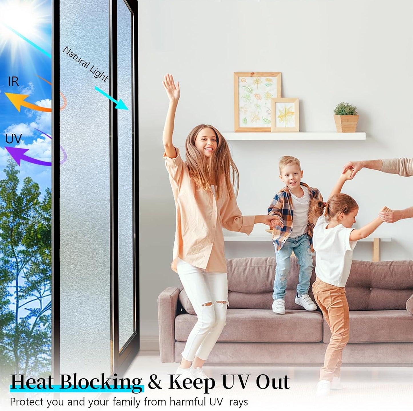 Niviy Frosted Window Film Non-Adhesive Shower Window Covering for Bathroom Office Living Room(17.7" Width by 78.7" Length)