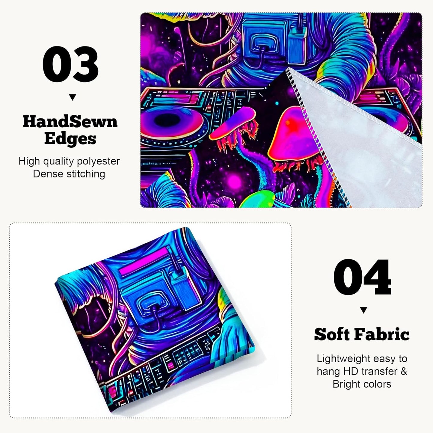 BVBOX Astronaut Space Blacklight Tapestry 79"x59", UV Reactive Astronaut DJ Universe Galaxy Planet Glow in Dark Music Tapestries, Black Light Neon Upright Poster Wall Hanging Backdrop Decor for Bedroom Living Room