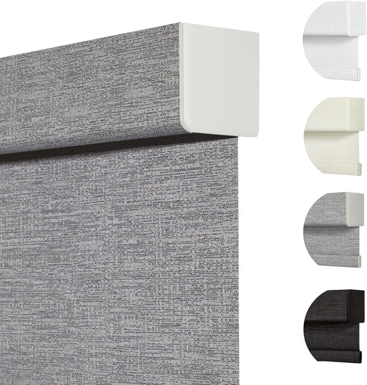 Persilux Blackout Roller Shades for Indoor Windows with Upgraded Cassette, Cordless Shades Window Blinds Pull Down for Doors, Easy to Install for Office/Living Room/Bedroom, Grey(34.5" W x 56" H)