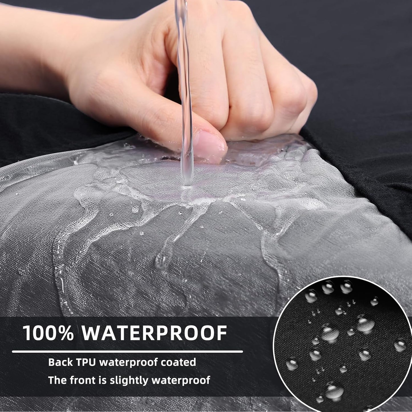 hyha Waterproof Couch Cushion Covers, Stretch Sofa Couch Seat Slipcover for Dog Washable, Non-Slip Waterproof Outdoor Cushion Covers for Patio Furniture Replacement (1 Piece for Medium, Black)