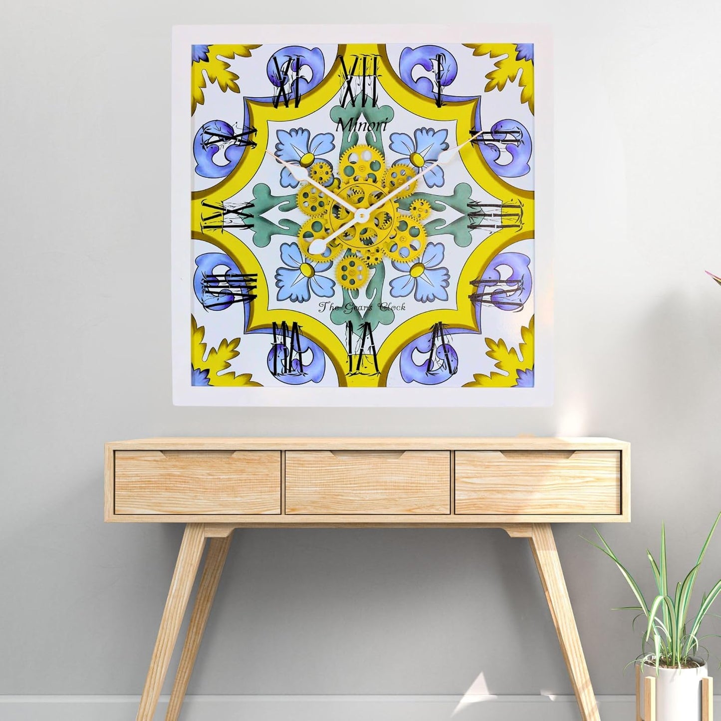 The Gears Clock Wall Clock Italy Collection with Moving Gears (Minori, 24 inches (60 cm))