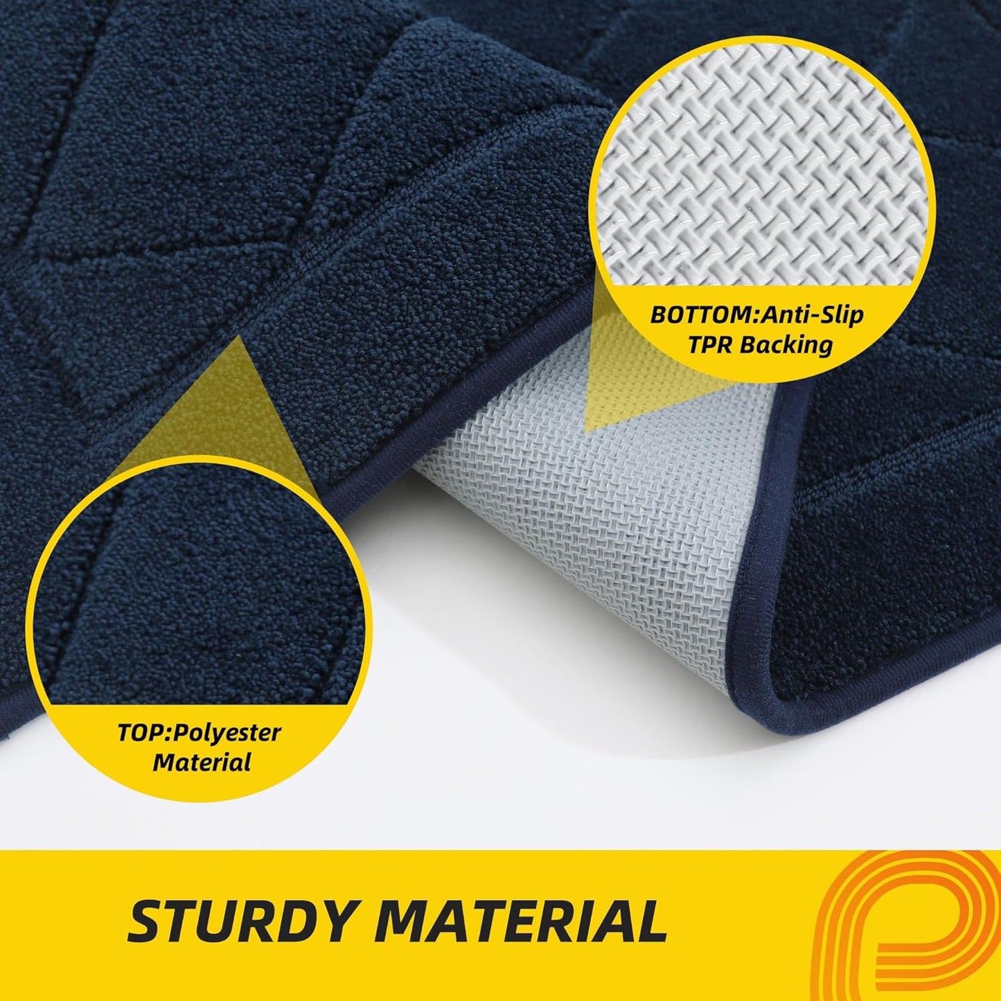 JSEI Dirt Trapper Door Mat 36"x60", Non-Slip Washable Entryway Mats, Dog Door Mat, Stain Resistant and Absorbent Floor Mats, Low Profile Welcome Mat for Front Back Door, Navy Blue