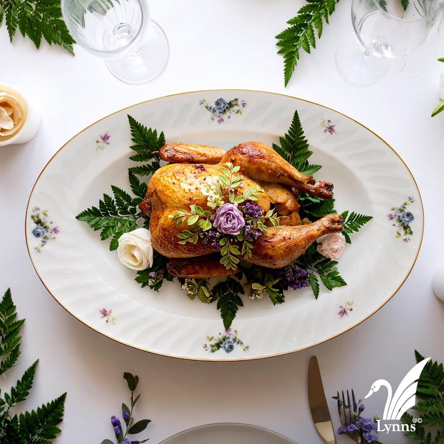 Lynns Paradise Serafina 14-Inch Oval Platter, Set of 2, Purple; Heavy Duty; Chip Resistant; Lead and Cadmium Free; Freezer to Oven Safe up to 500°F