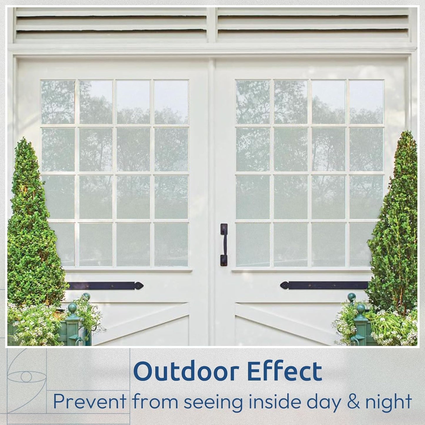 rabbitgoo Window Privacy Film, Non-Adhesive Frosted Glass Window Film for Bathroom, Static Cling Heat Blocking Stickers for Home Indoor Opaque Frosting Coverings House Tint, Matte White 23.6" x 78.7"