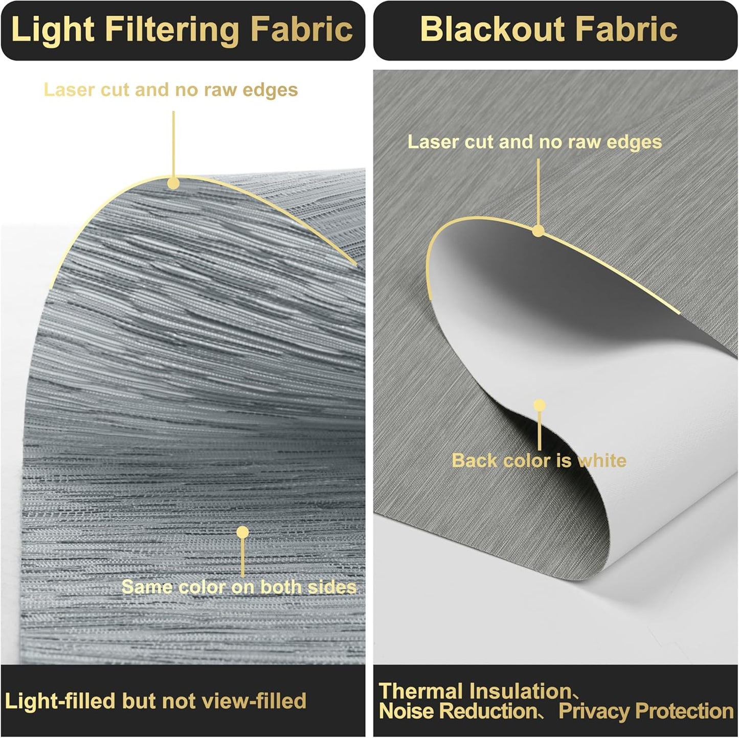 BERISSA Cordless Dual Roller Shades with Cassette Valance, Double Window Shades Blackout and Light Filtering, Day and Night for Home Office Door. Striped Jacquard Grey. 39 W x 44" H