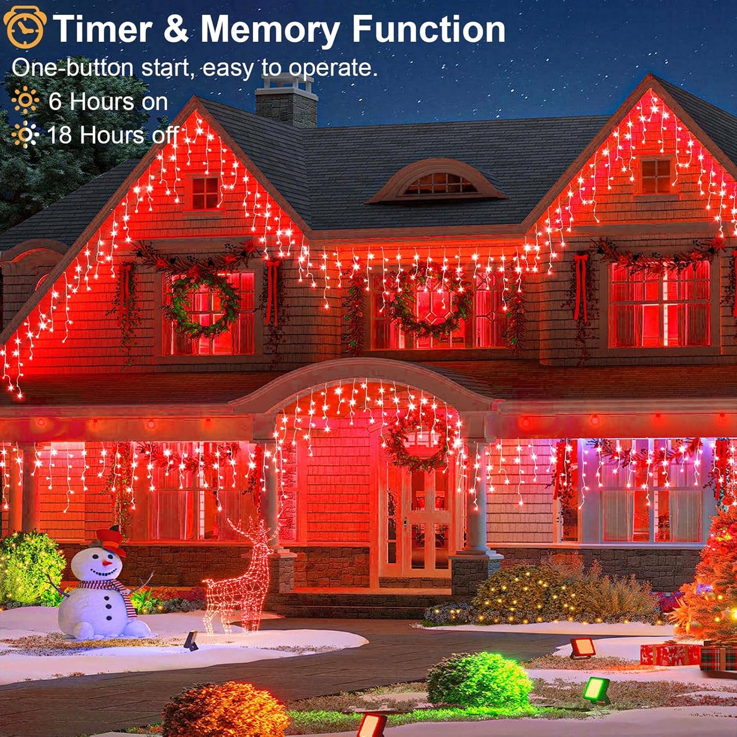 Icicle Lights for Outside, 66ft 640 LED Icicle Christmas Lights Outdoor with 120 Drops 8 Modes, Waterproof Red Christmas Light for House Plug in for Indoor Party Holiday Halloween Decorations