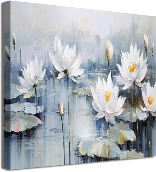 TAIJXAGSG Modern Canvas Wall Art Decor Prints Paintings Wall Decorations White Flowers Artwork for Bedroom Kitchen Office Decor 13"×13" bathroom decor wall