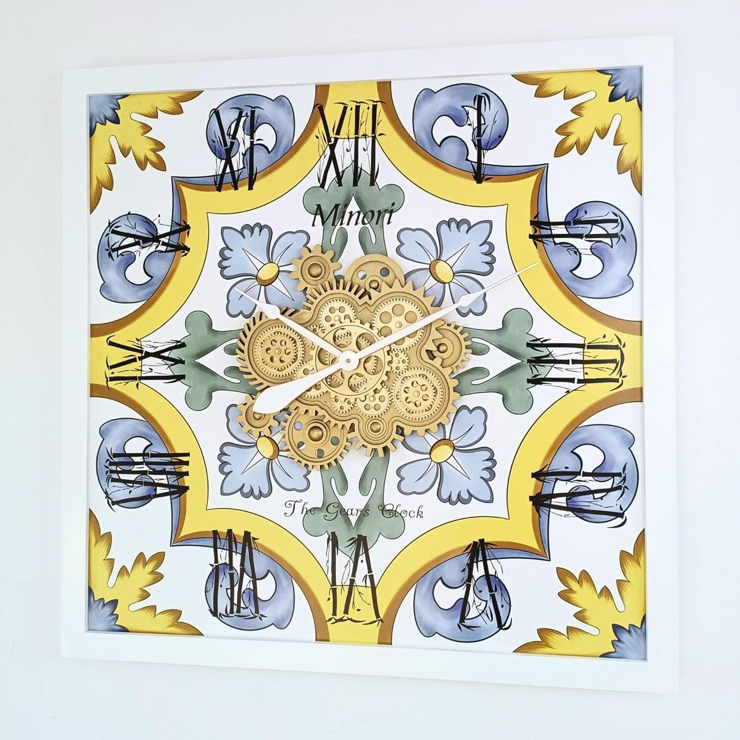 The Gears Clock Wall Clock Italy Collection with Moving Gears (Minori, 36 inch Square)