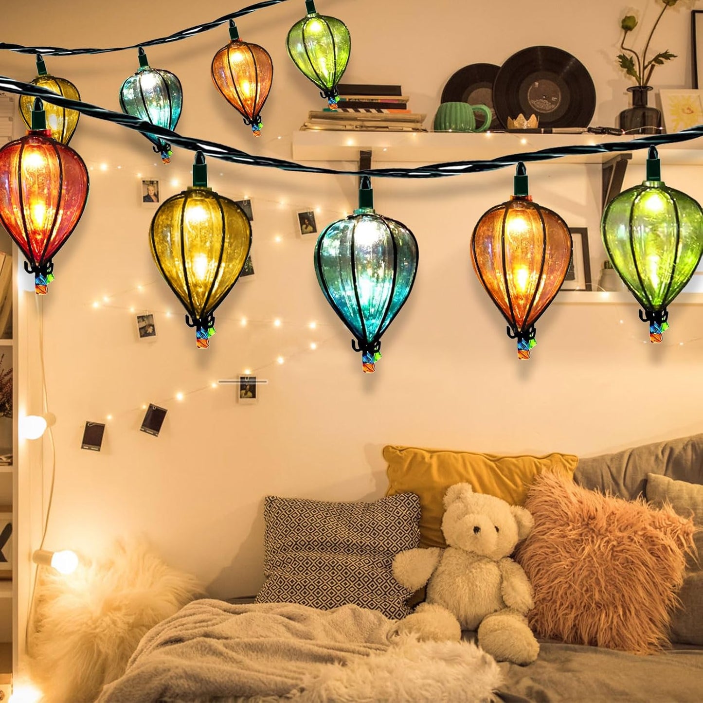 7 Pcs of 11FT Multicolor String Lights with 10 Bulbs, UL Listed Connectable Waterproof Decorative LED Lights Hanging for Backyard Patio, Indoor/Outdoor for Christmas Wedding Party Festival Lighting