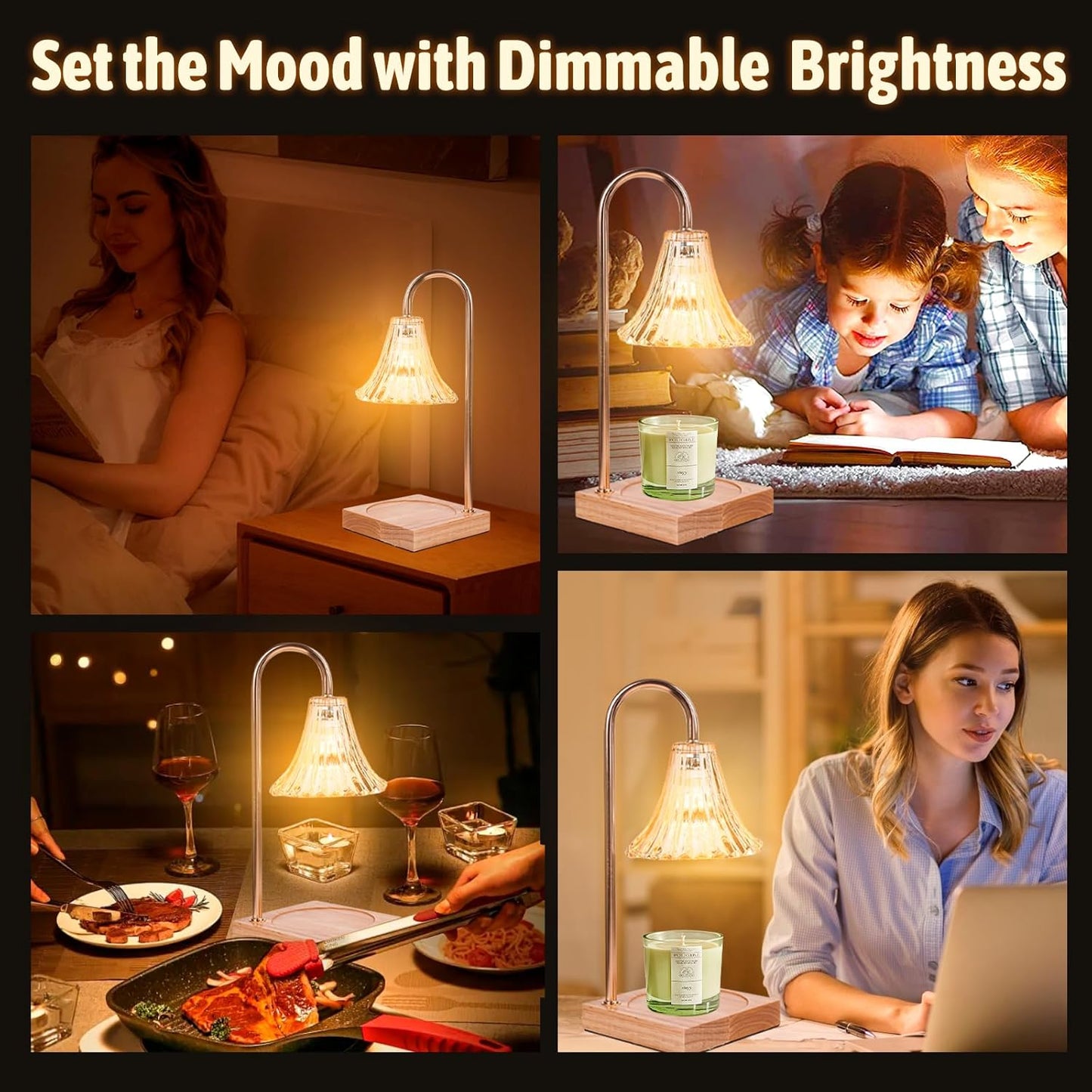 GEEZO Fragrance Candle Warmer Lamp，Electric Candle Warmer with Timer & Dimmer，Mom Christmas Birthday Gifts for Women, House Warming Gifts New Home Bedroom Decor