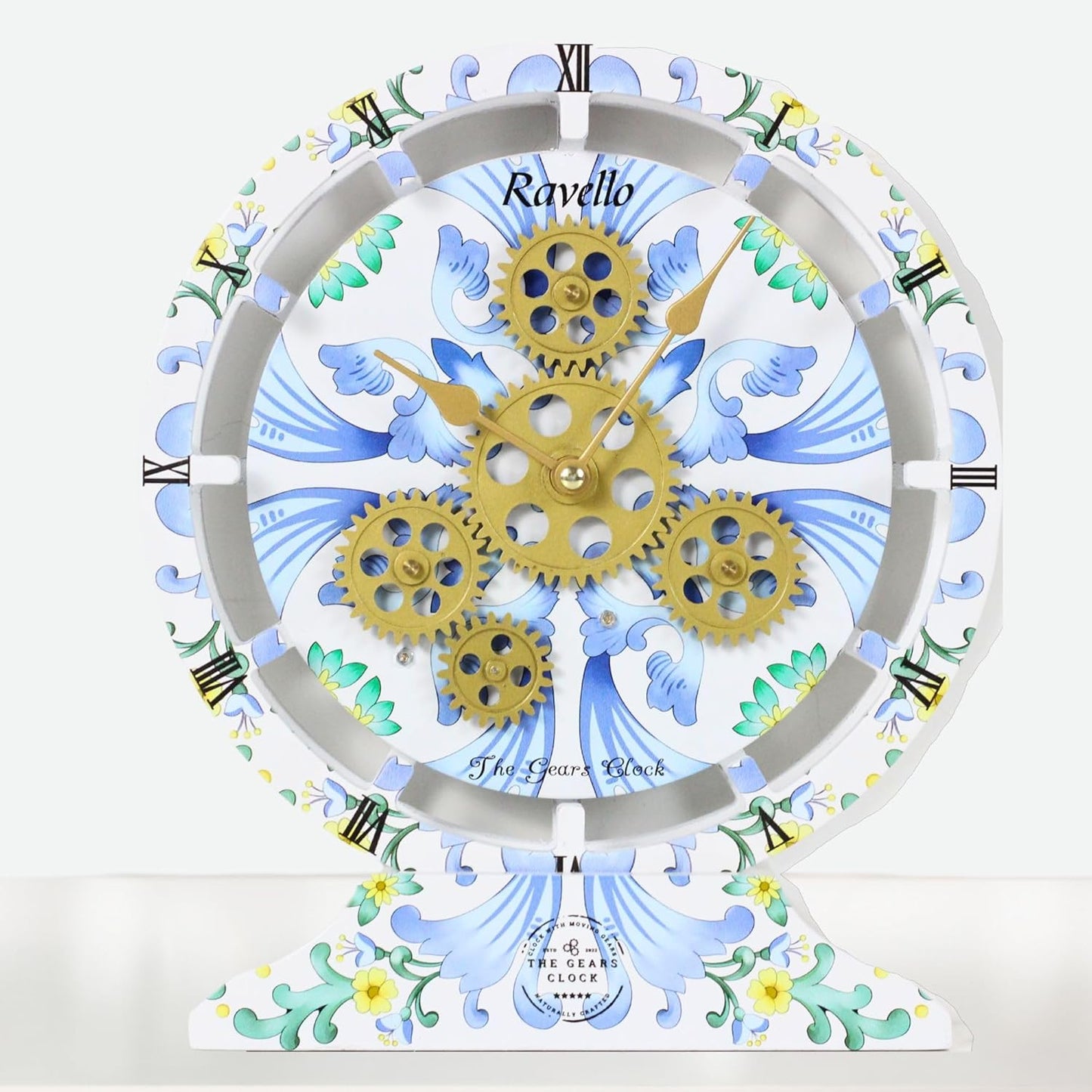 The Gears Clock Wall Clock Italy Collection with Moving Gears (Ravello, 10 inch Round)
