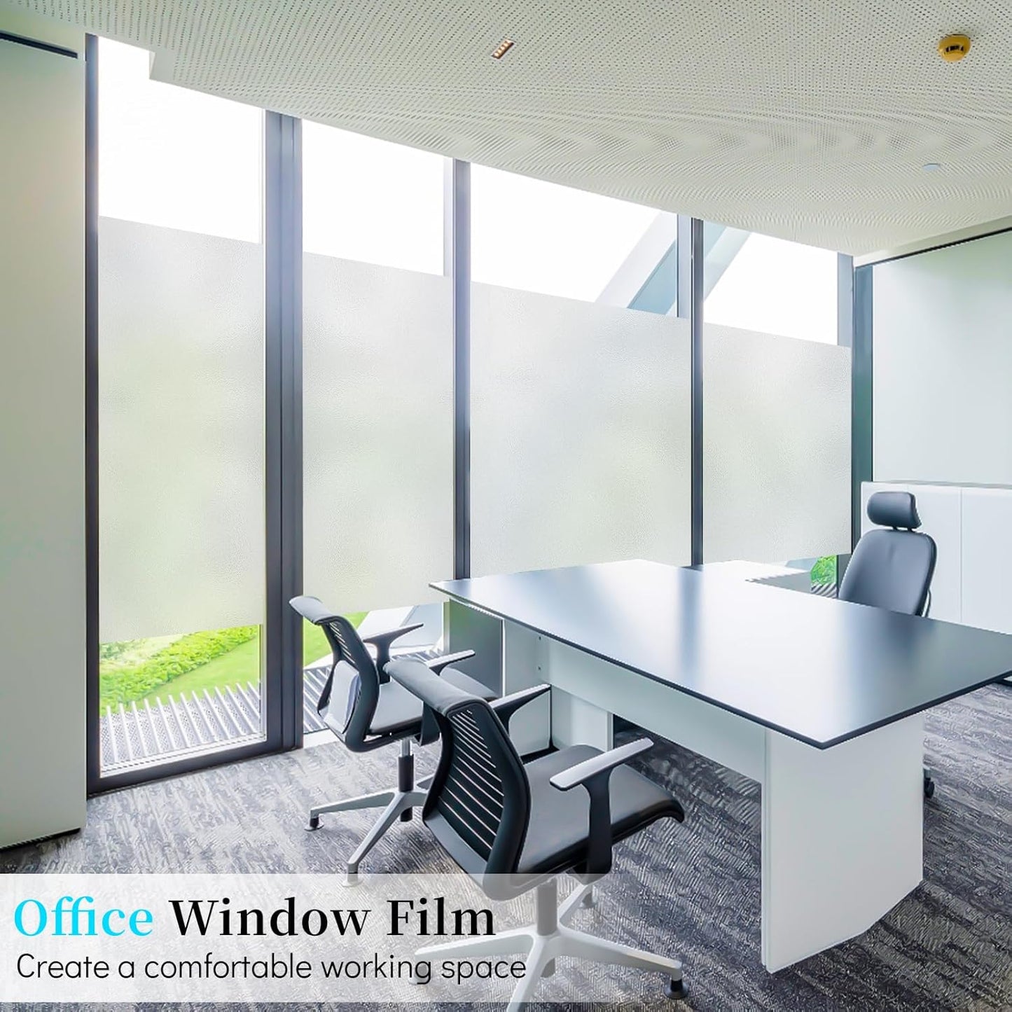 Niviy Frosted Glass Window Privacy Film 35.4 inch x 157 inch Window Frosting Film Static Cling UV Sun Blocking Bathroom Door Decorative Contact Paper for Windows