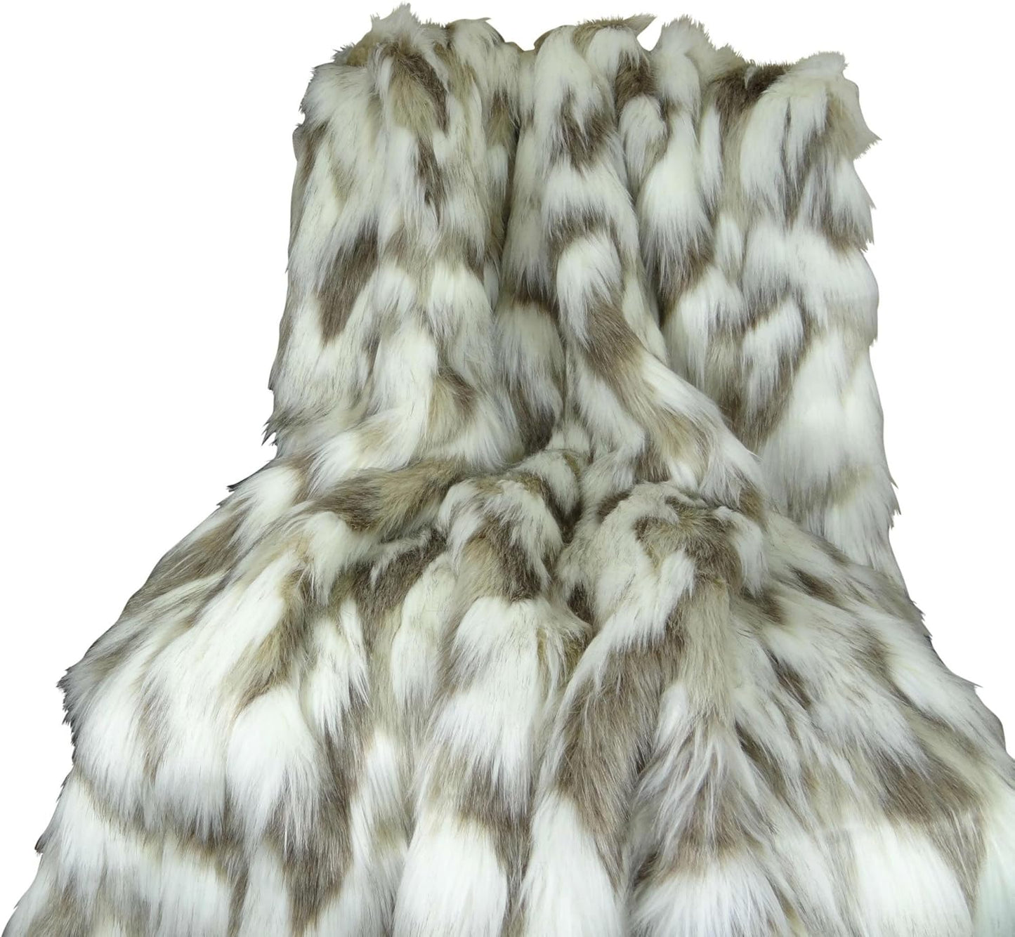 Ivory Faux Fur Throw Blanket & Bedspread - Tibet Fox Fur - Ivory Beige Luxury Faux Fur - Throw Blanket - Luxury Soft Faux Fur, Made in USA, 16445