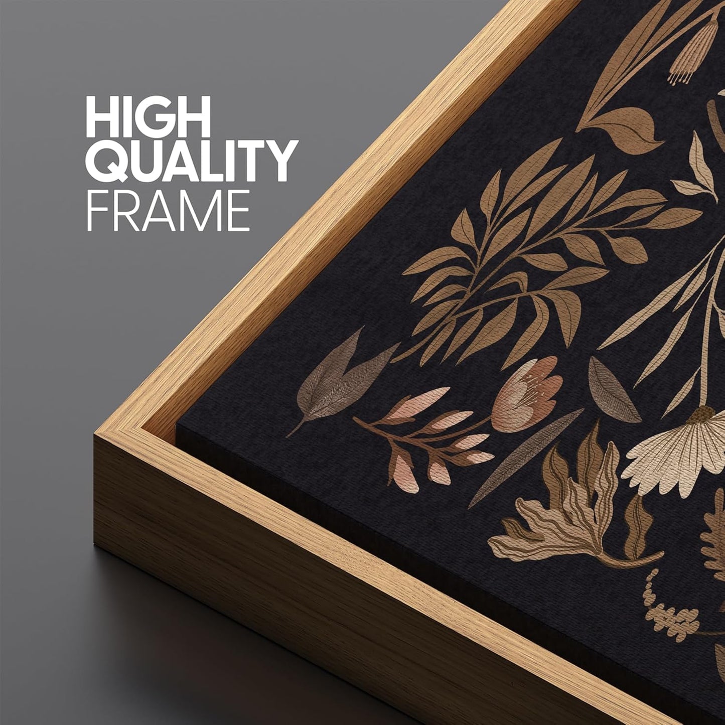 MUDECOR Large Framed Canvas Print Wall Art Botanical Elegance Dark Floral Illustrations Antique Retro Fine Art Illustrations Decorative Colorful for Bedroom - 60"x20"