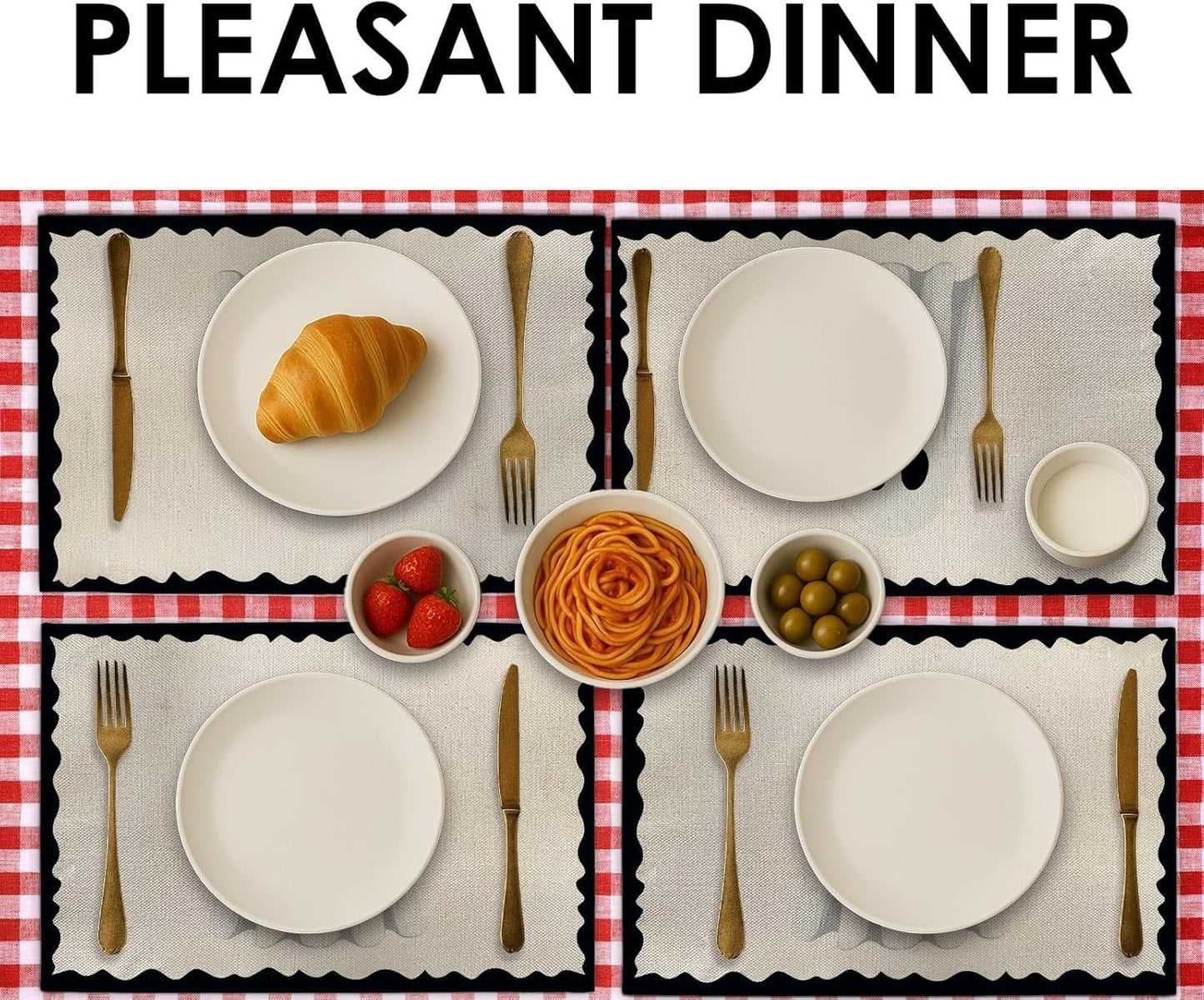 Halloween Ghost Placemats, 4Pcs Black&White Washable Heat Resistant 12×18 Inch Table Mats Cute Place Mats for Party Outdoor Decoration Kitchen Dining Décor