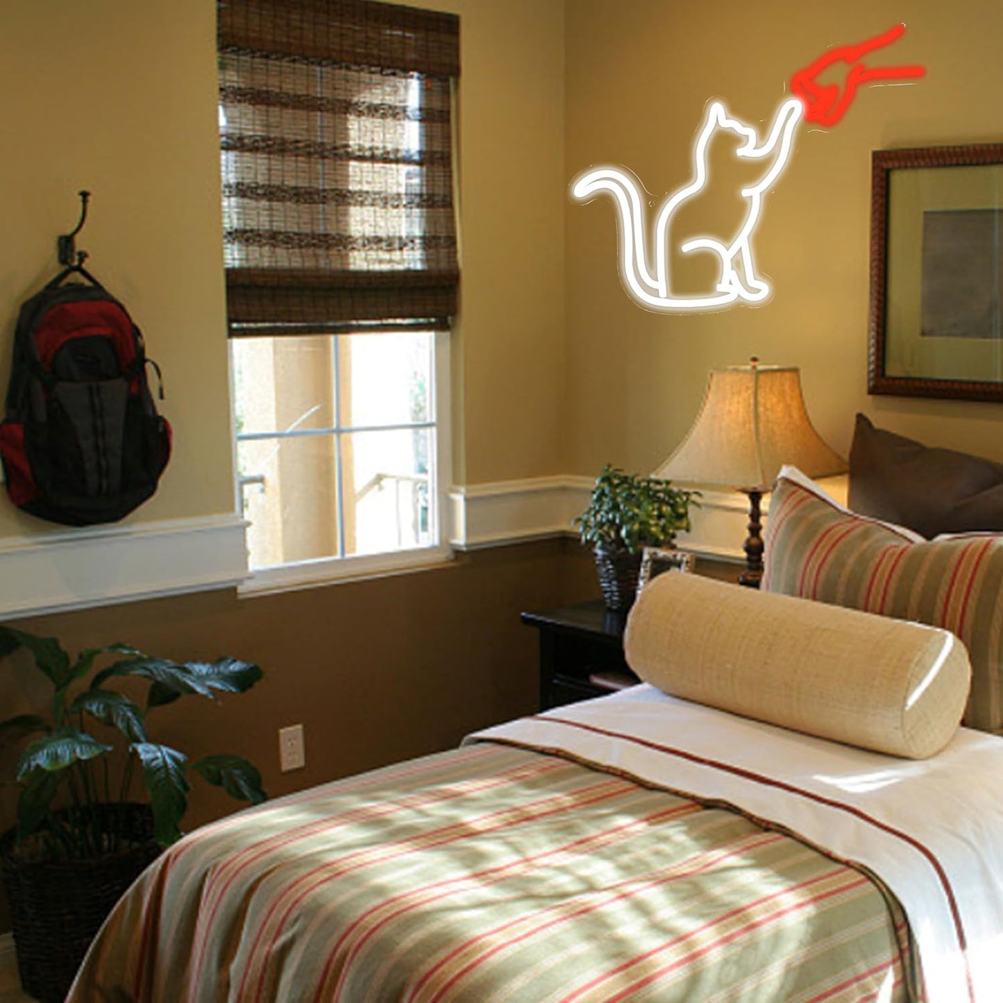 LISIGNVE Cat Handshake Neon Sign Human Beings and Animals Neon Light for Wall USB Light Up Sign Cat Led Sign for Pet Shop Bedroom School Museum Zoo (16.5”*12.6”)