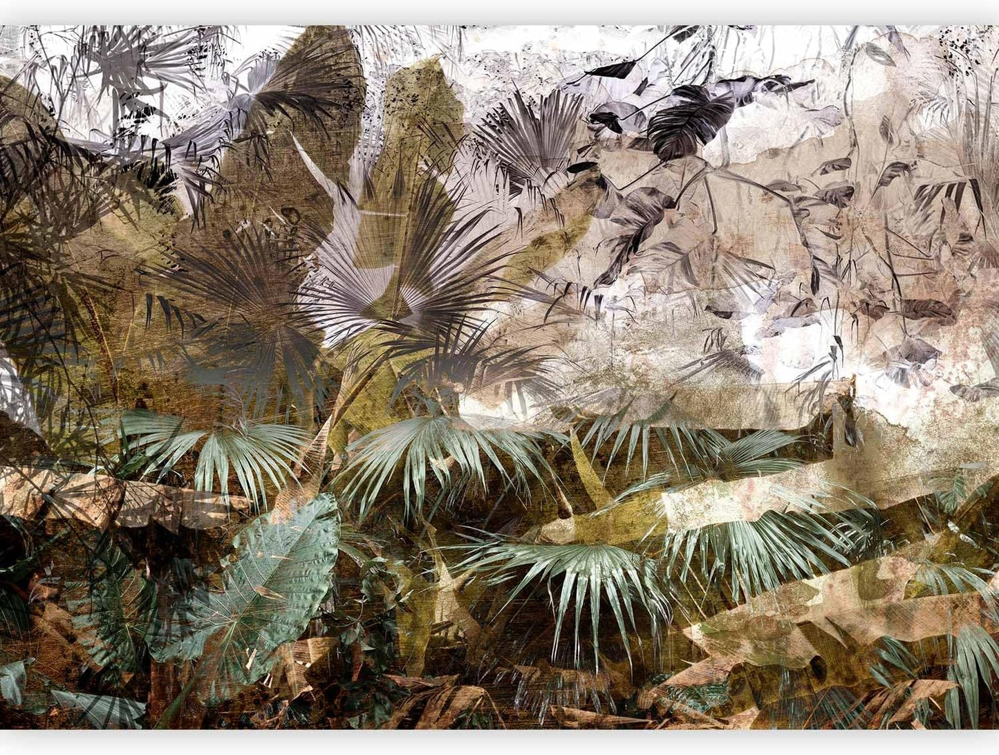 artgeist Wall Mural Tropical Leaves 98x69 in - XXL Non-Woven Wallpaper Fleece Wall Decor Photo Print Picture Image Design Jungle Nature Palm Leaves Like Painted b-C-0789-a-a