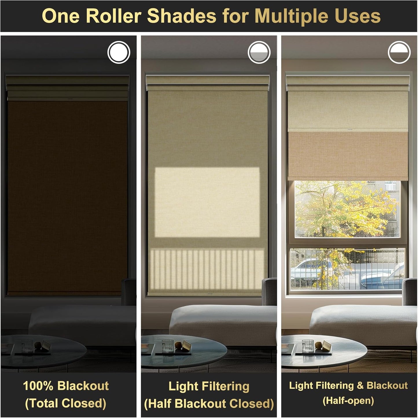 BERISSA Cordless Dual Roller Shades with Cassette Valance,Double Window Shades Blackout and Light Filtering Shades,Day and Night Roller Shades for Home Office Door.Linen Beige.26 W x 36" H