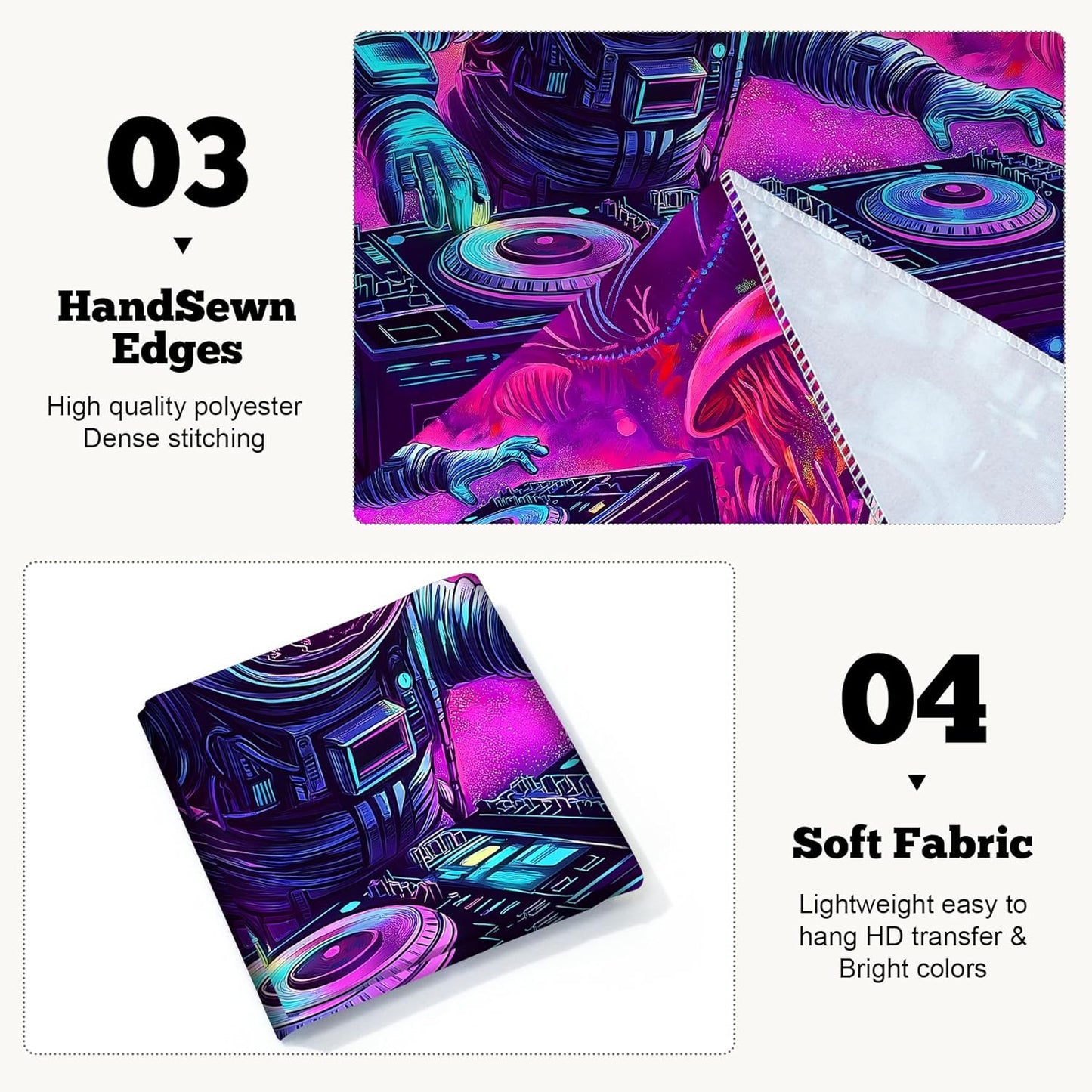 BVBOX Astronaut Space Blacklight Tapestry 79"x59", UV Reactive DJ Astronaut Jellyfish Universe Galaxy Planet Glow in Dark Music Tapestries, Black Light Neon Upright Poster Wall Hanging Backdrop Decor for Bedroom Living Room