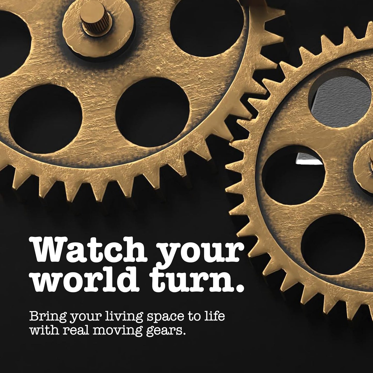 Driini 18 Inch Large Rustic Farmhouse Gear Clock with Moving Gears – Vintage Oversized Wall Clock with Iron Frame – Giant Industrial Steampunk Wall Clock for Living Room Décor (Walnut)