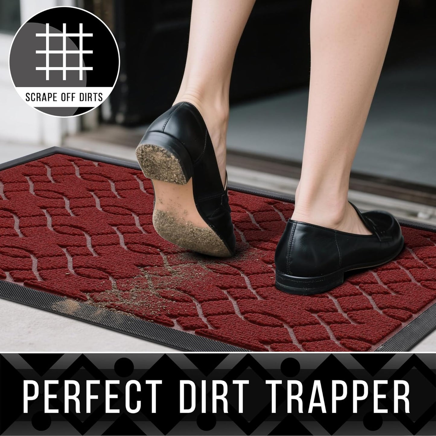 Yimobra Front Door Mat Outdoor Indoor 72x24, All-Season, All-Weather, Heavy Duty Welcome Door Mats Outside Entrance, Non Slip Porch Patio Entrance Mat, Red