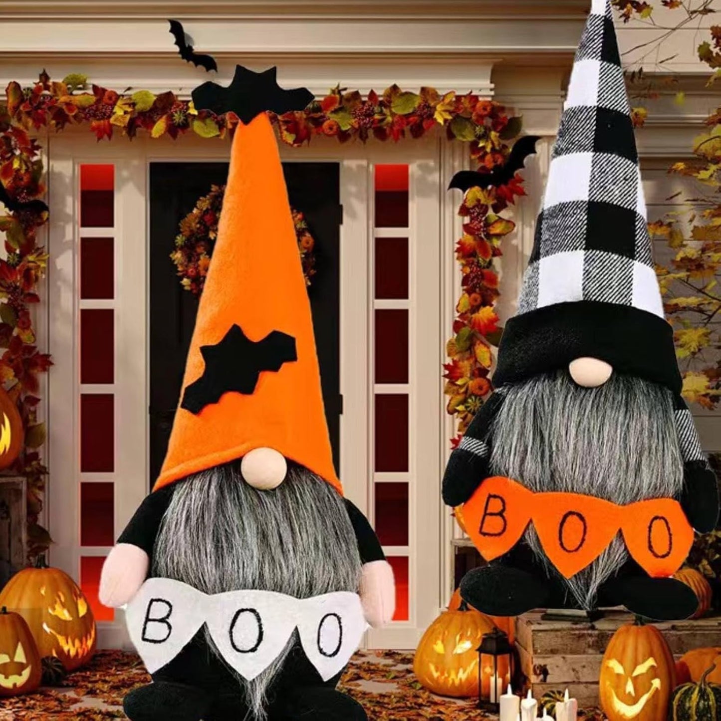 Halloween Gnomes Plush Decor, Witch Scandinavian Tomte Nisse Gnome Swedish Table Decorations, Handmade Plush Elf Dwarf for Home Stuffed Gnomes Gifts for Women, Black