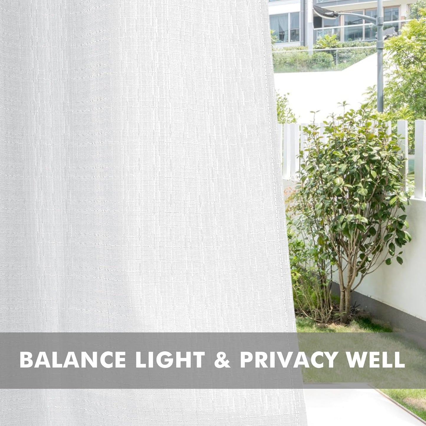 HolidayIdeas 4 Panels Linen Outdoor Curtains for Patio Waterproof White Curtain Panels 95 Inch Length-Wide Weatherproof, Privacy, Outside Curtains for Pergola, Porch, Gazebo-110 Wide x 95" Long