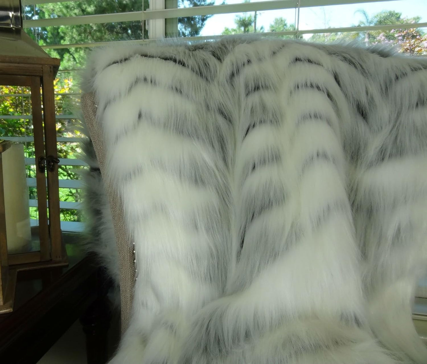 White Fox Faux Fur Throw Blanket & Bedspread - True White Gray - Luxury Soft Faux Fur, Handmade in USA, 16483
