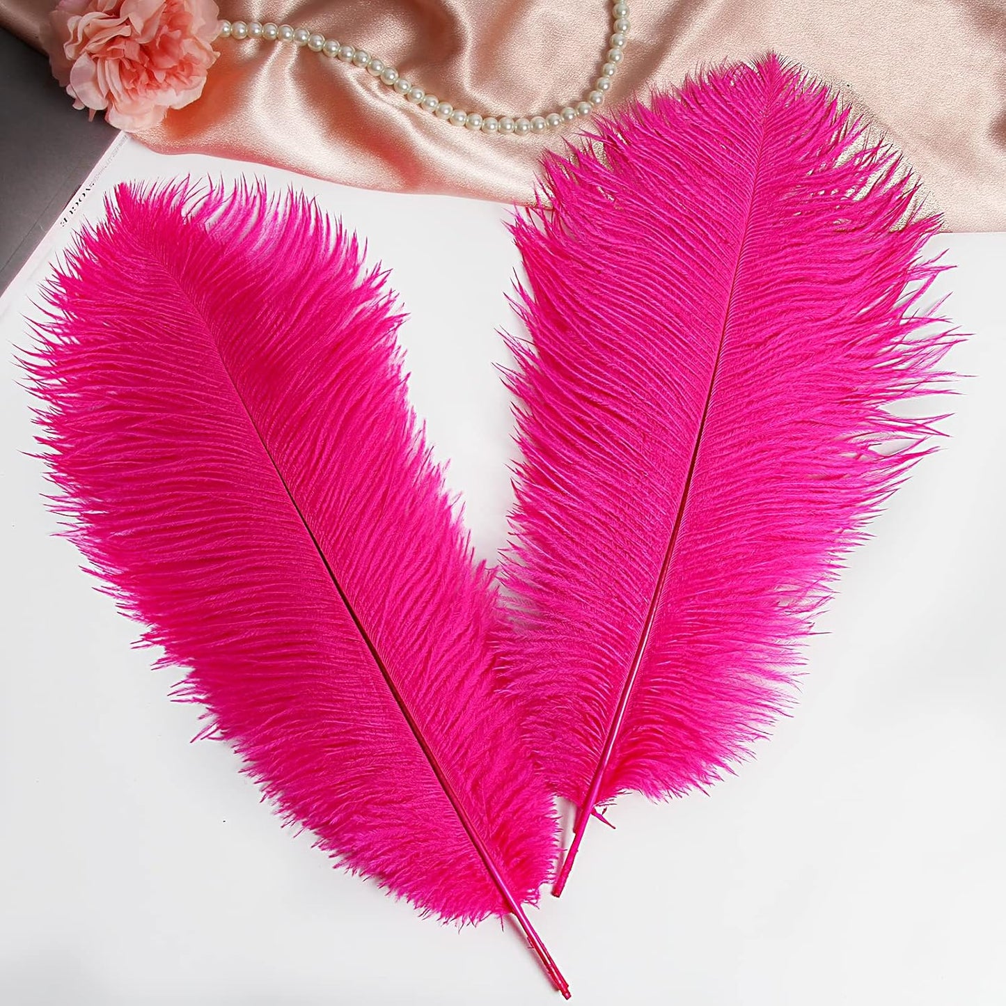 THARAHT Hot Pink Ostrich Feathers 12pcs Large Natural Bulk 20-22Inch 50cm-55cm for Wedding Party Centerpieces Easter Gatsbi and Home Decoration Feathers