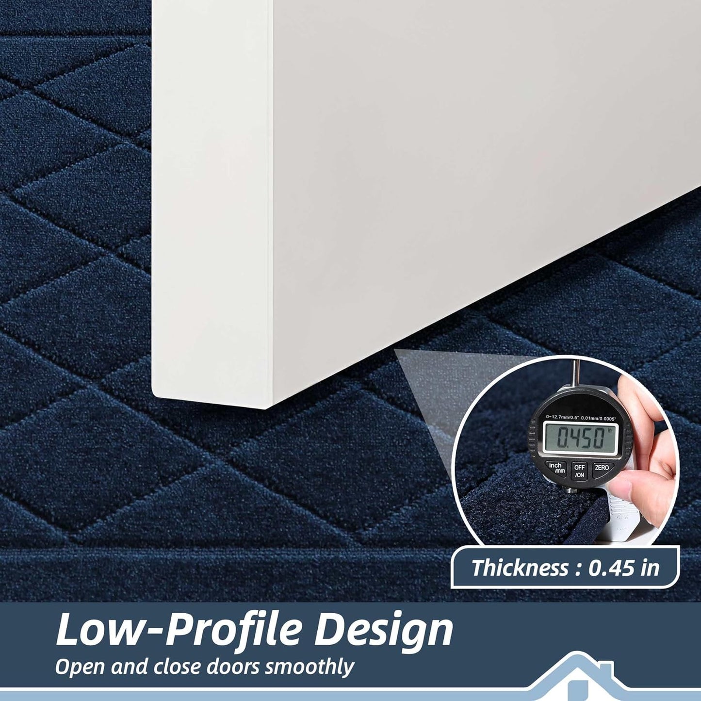 BEQHAUSE Dirt Trapper Door Mat 24" x 60", Doormat Non-Slip Entryway Rugs Washable, Dog Door Mat Stain Resistant and Absorbent Welcome Floor Mat for Front Back Door, Muddy Wet Shoes & Paws, Navy Blue