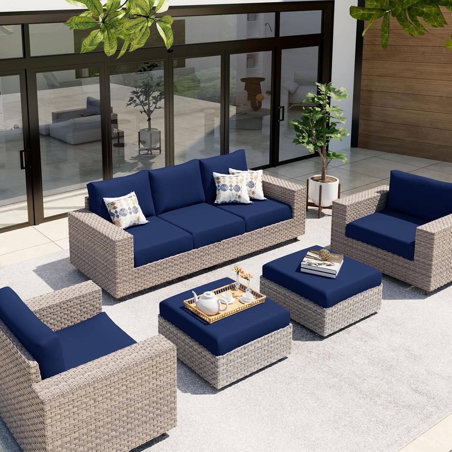 hyha Waterproof Couch Cushion Covers, Sectional Sofa Slipcovers Washable, L Shape Chaise Dog Couch Covers for Sectional Sofa, Universal Furniture Protector (1 Piece for Chaise, Navy)