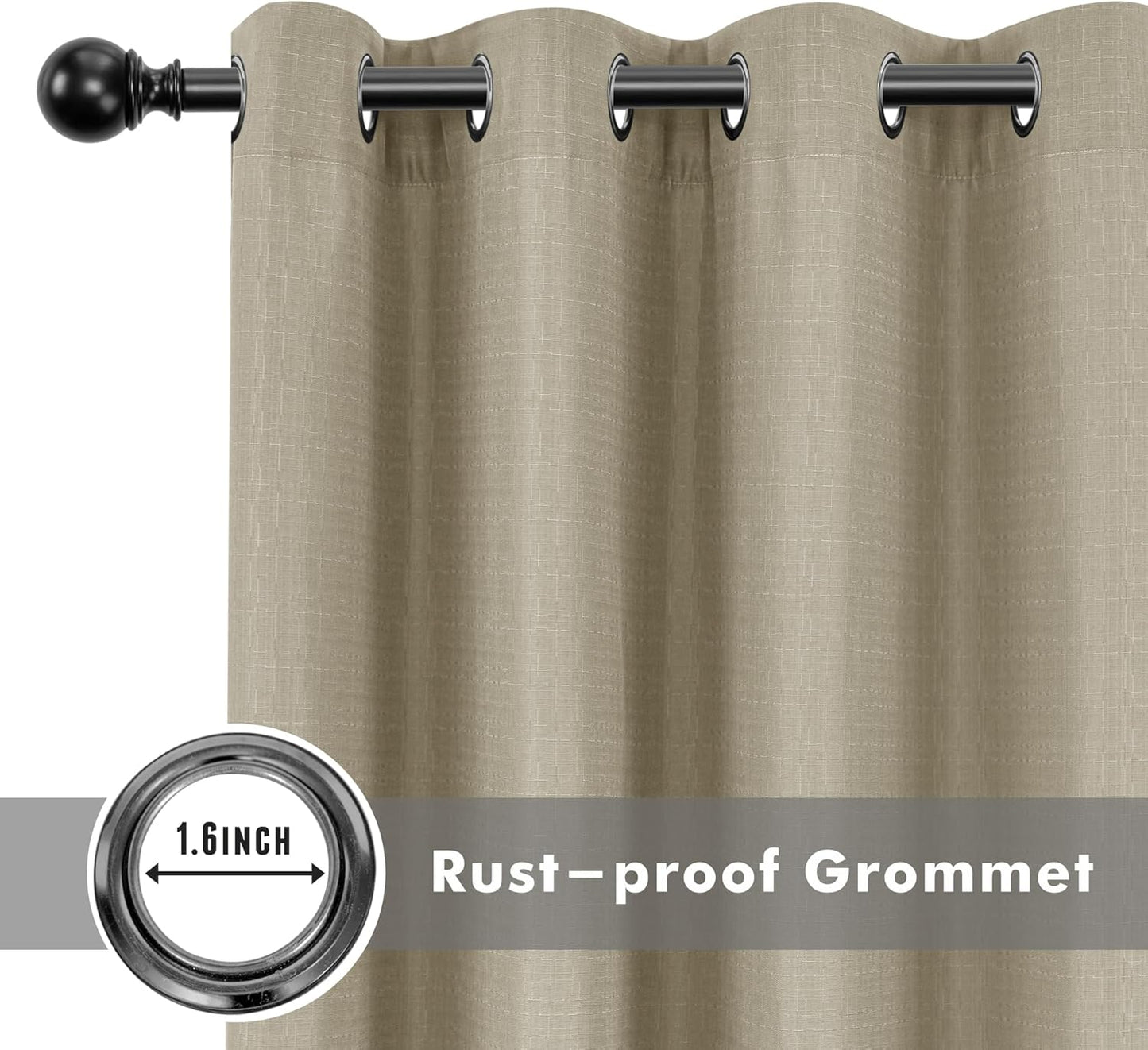 HolidayIdeas 4 Panels Linen Outdoor Curtains for Patio Waterproof Taupe Outside Curtains 54"x120"-Gazebo Curtains Weighted Weatherproof, Privacy for Pergola, Porch, Cabana, Living Room