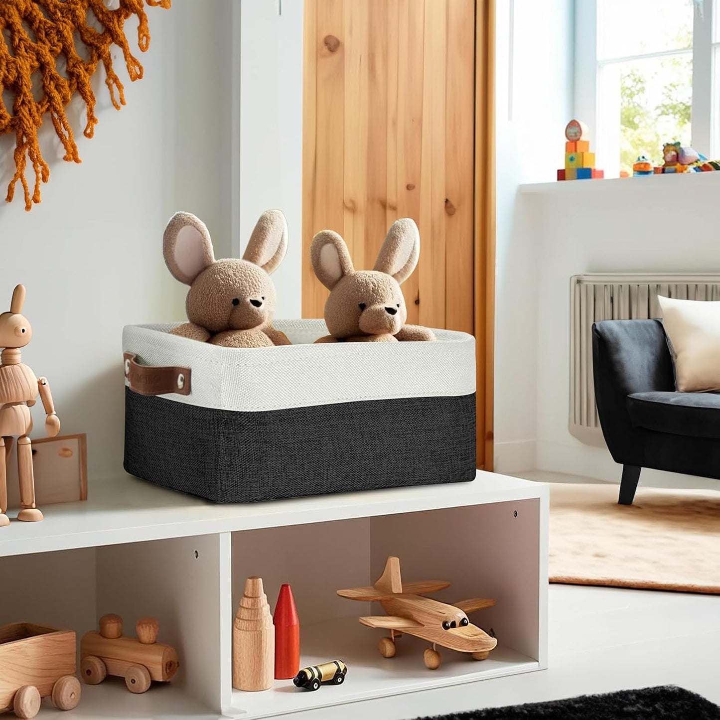 DECOMOMO Small Storage Basket, Closet Storage Bins, Baskets for Organizing Shelves (Black & White, Small - 6 Pack)