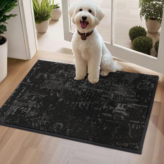 BEQHAUSE Dirt Trapper Door Mat 20"x32" Non-Slip Door Mats Washable Entryway Rugs Stain Resistant Doormat Absorbent Welcome Floor Mat for Front Back Door, Muddy Wet Shoes & Paws,Black