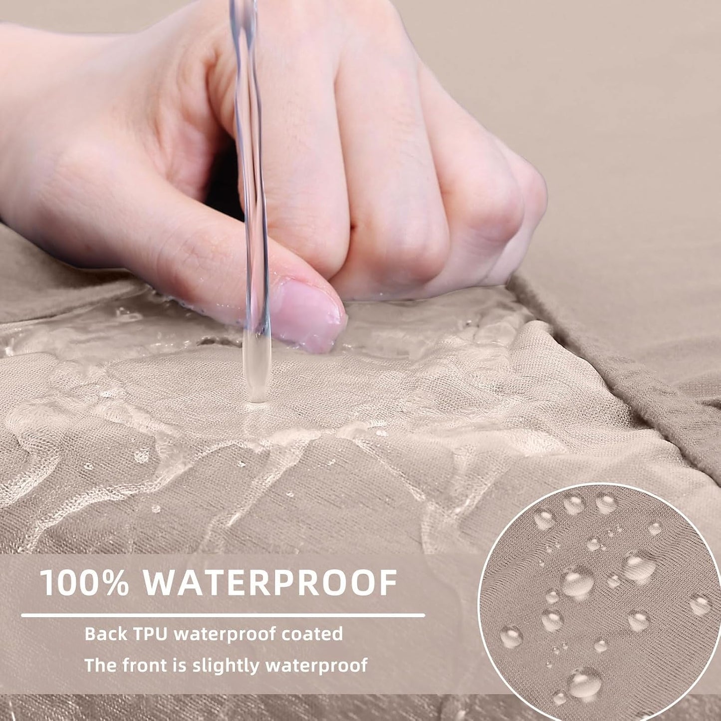 hyha Waterproof Couch Cushion Covers, Stretch Sofa Couch Seat Slipcover for Dog Washable, Non-Slip Waterproof Outdoor Cushion Covers for Patio Furniture Replacement (1 Piece for Small, Taupe)