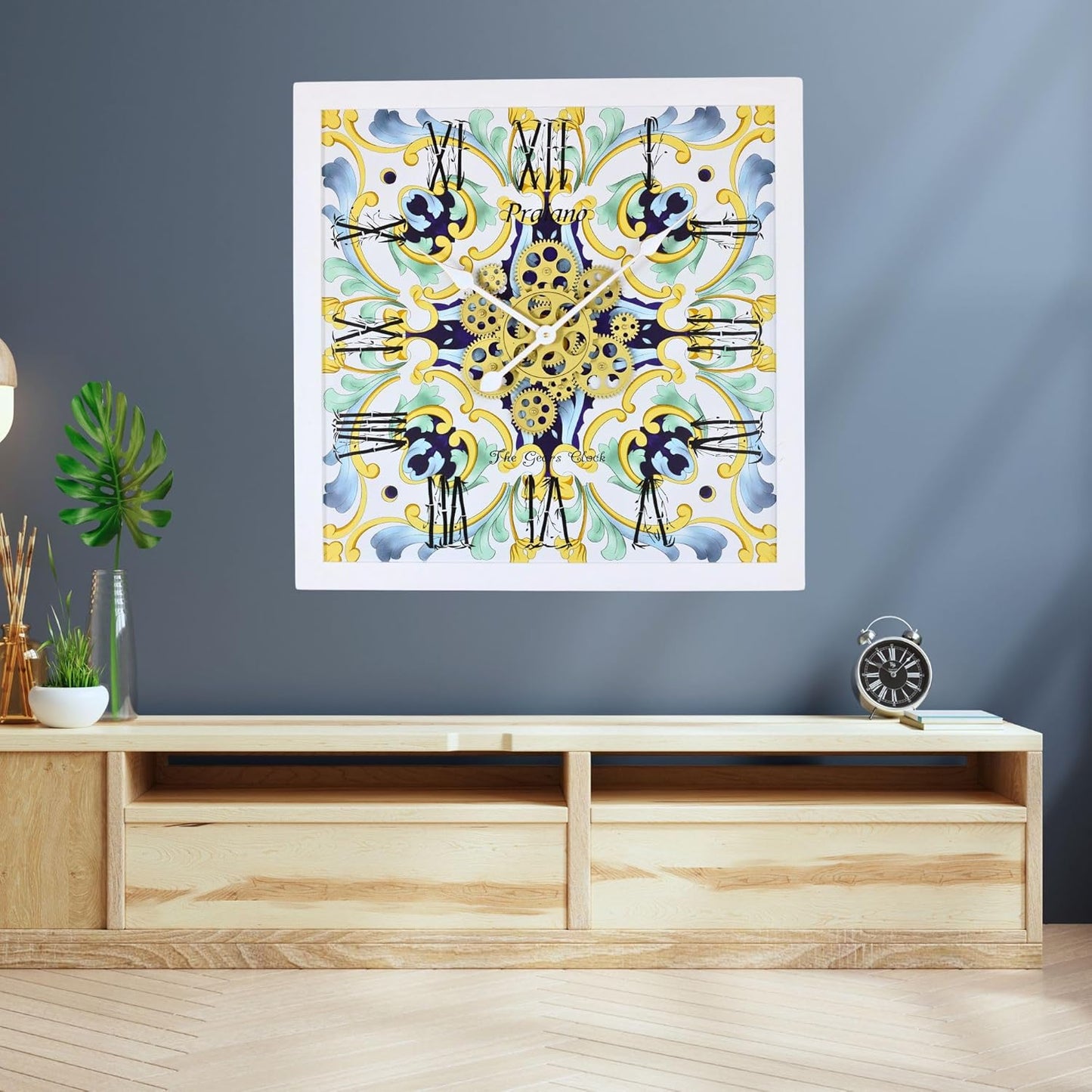 The Gears Clock Wall Clock Italy Collection with Moving Gears (Praiano, 24 inches (60 cm))